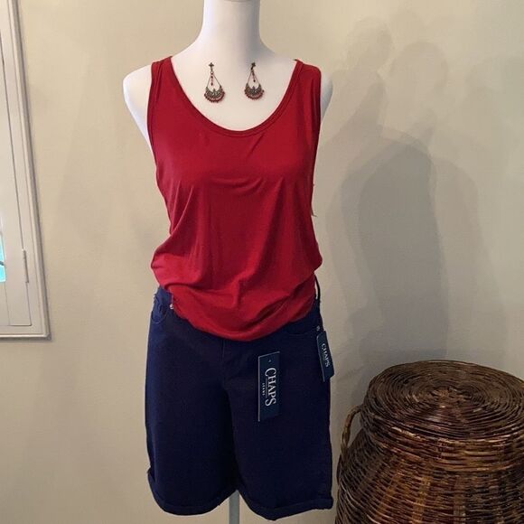 NWT Chaps size 4 navy  stretchy cuffed bermuda shorts - Picture 9 of 13